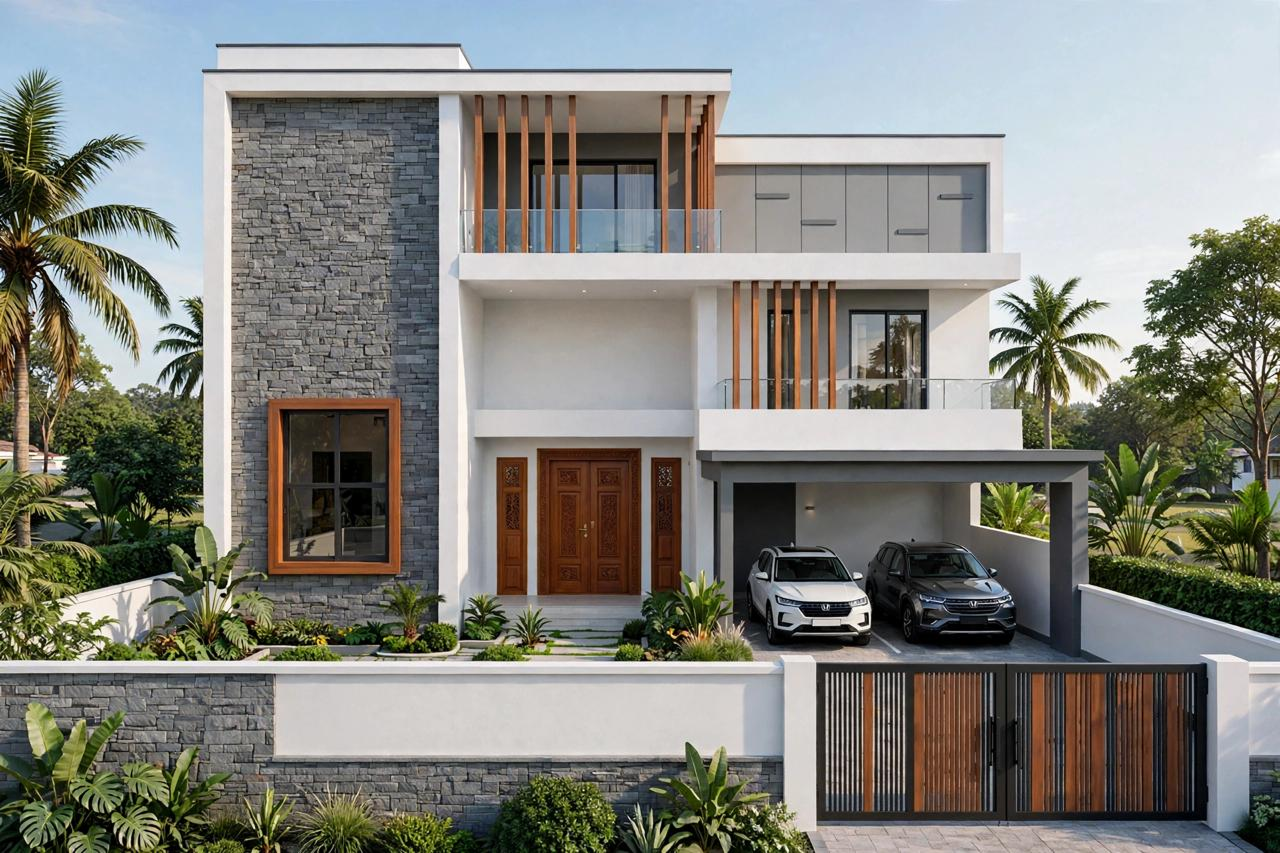 Modern Luxury Tropical Villa in Chennai constructed by D2 Construction